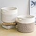 INDRESSME Woven Storage Basket, Small Round Woven Basket with Handle for Sock, Towel, Basket for Baby Nursery, Cotton Rope Basket for Desk Shelf, Small Storage Basket for Keys, Remotes