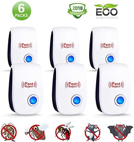 (2018) Ultrasonic Pest Repeller (6 Pack) - Plug in Electronic Repellent, Pest Control, No More Pest, Best Pest Controller for Mice, Mosquito, Spider, Cockroach, Flies, Bed Bugs and Other Insects