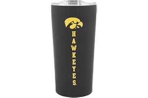 Decorvo Officially Licensed Collegiate Stainless Steel Tumbler - Double Walled Insulated Travel Tumbler with Slide Lid - 18 oz (Iowa - Black)