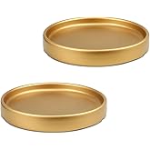 LCJAOF 2PCS Ceramic Flower Pot Saucer-6 Inch Waterproof Drip Tray for Outdoor and Indoor Plants, Elegant Home Decoration（Gold）