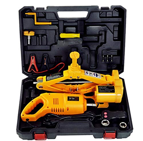 Electric Car Floor jack set 3 Ton All-in-One Automatic 12v Scissor Lift Jack with Impact Wrench for Tire Change & Replacement (Yellow)