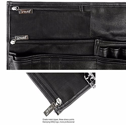 MSQ Makeup Brush Belt Apron Bag Case Multi Pocket Foldable Fanny Pack Cosmetic Brush Pouch Holder Organizer with Adjustable Artist Belt Strap Best for Artist / Fashion Stylist