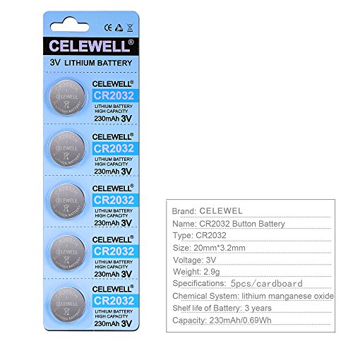 【5Year Warranty】 CELEWELL 50 Pack CR2032 Battery CR2032H 230mAh 3 Volt