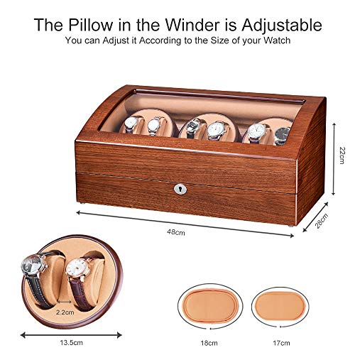 JQUEEN Automatic Watch Winder with Quiet Motor, Six Winding Spaces 7 Storages Spaces - Thumbnail 3