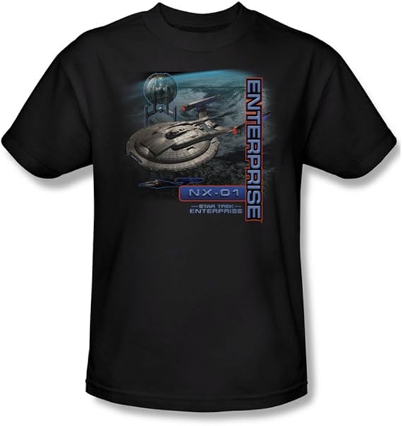 Star Trek St Enterprise/Enterprise Nx01 Adult TShirt in Black, XXXLarge, Black