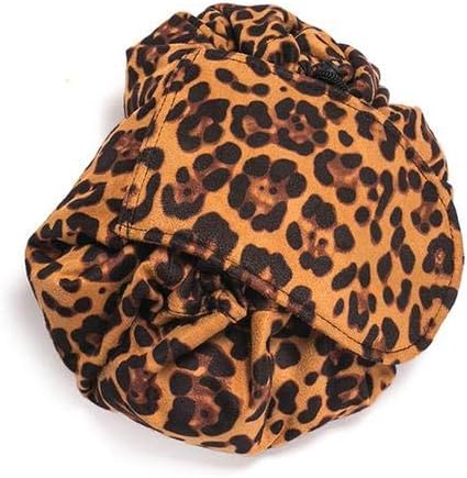 Drawstring Makeup Bag, Large Capacity Lazy Cosmetic Bag Waterproof Portable Travel Beam Mouth Storage Bag for Women Girls - Dark Leopard Print
