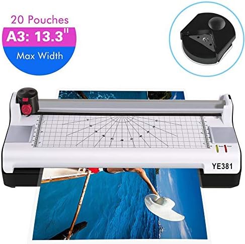 Abwei Thermal Laminator Machine for A3/A4/A6,Laminating Machine 6 in 1,2 Roller System,Rotary Trimmer,Corner Rounder,20 Laminating Pouches,Fast Warm-up,for Home and Office Use (A3 Laminator)