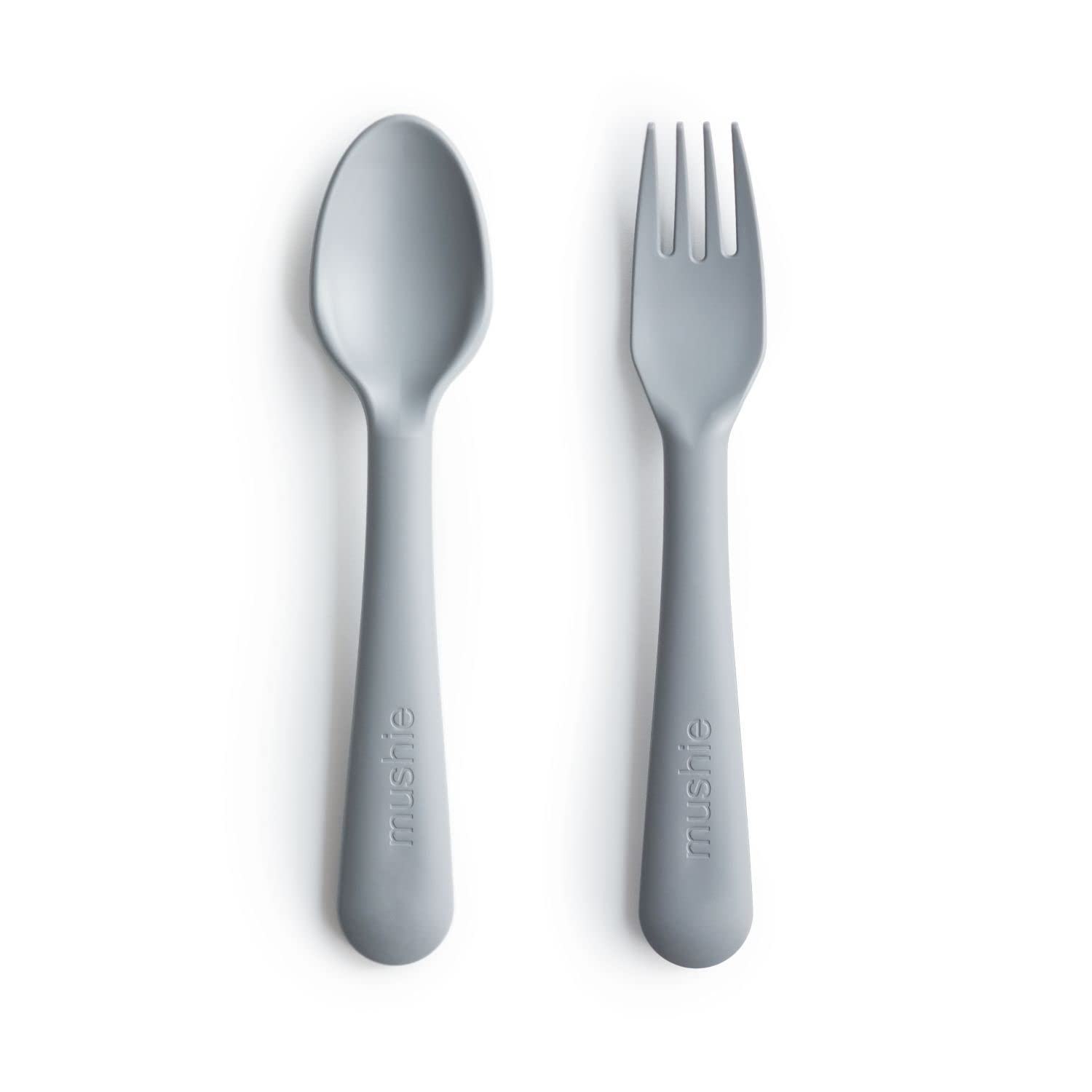 Mushie Fork and Spoon Set for Kids | Flatware Cutlery | 1x Set of Dinnerware Pieces | Reuseable | Dishwasher- and Microwave Safe | Easy for Baby or Child to Hold | Made in Denmark (Cloud)