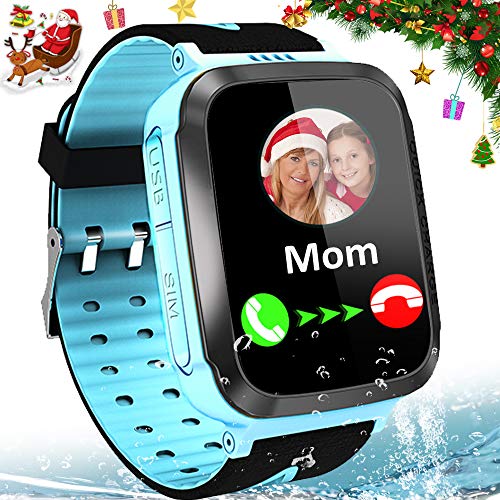 Kids Smart Watches for Girls Boys GPS Tracker IP67 Waterproof Smartwatch Phone Two Way Call SOS Camera Math Game Voice Chat Alarm Clock LED Flashlight 1.44" Touch Screen Christmas Birthday Gift