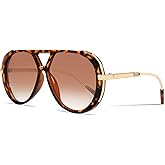 GUVIVI Retro Gold Aviator Sunglasses for Women Men, 2025 Metal Oversized 70s Aviators Black Sun Glasses