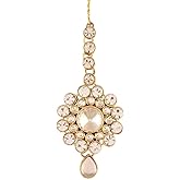 I Jewels Gold Plated Indian Wedding Bollywood Kundan Maang Tikka For Women (T2006W)