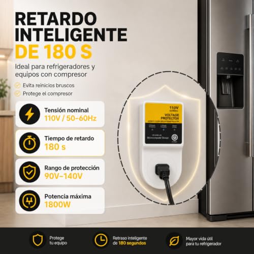 ETRTNVB 1800W Regulador de Voltaje para Refrigerador, Protector contra Sobretensiones para Lavadora,Regulador de Voltaje para Refrigerador, Supresor de Picos Enchufe AC120V para Cocina Sala (2 PCS)