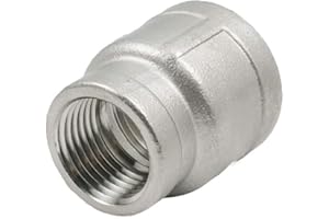 Beduan Stainless Steel Reducer Coupling, 1-1/4" x 1" Female NPT Reducing Cast Pipe Fitting(I.D X I.D:1-5/8" x 1-1/4")