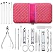 18PCS Manicure Set Professional Stainless Steel Pedicure Kit Nail Clipper Travel Scissors Grooming Kit with Leather Travel Case 18 in 1 by iWingate (Rose)