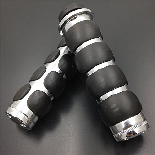 Chromed Plain 1" Rubber Handlebar Grip for Harley Chopper Bobber Touring Sportster motorcycle - Thumbnail 4