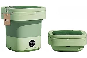 GRINCHAT Portable washing machine, Mini Washer,11L upgraded large capacity foldable Washer.Deep cleaning of underwear, baby clothes and other small clothes.Suitable for apartments, dormitories, hotels.(Green)