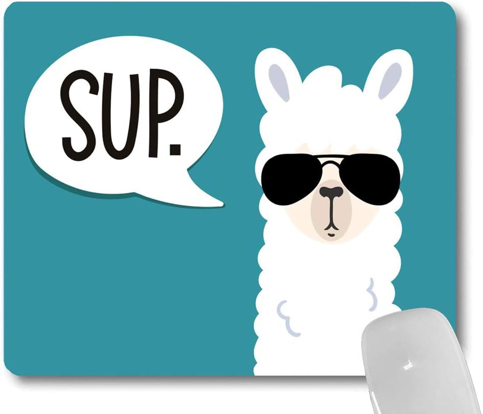 Wknoon Funny Llama Gaming Mouse Pad Custom, Cute Sup Llama Mouse Pads Non-Slip Rubber Rectangle Mat