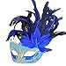 Coxeer Masquerade Mask Venetian Halloween Costume Mask with Feather