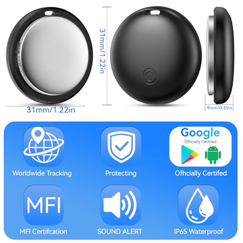 Android and iOS Tracker, 4 Pieces Android Smart Tag, Works with Google Where App and Apple Find My, Find Objects Tracker Bluetooth Tag Key Locator for Keys/Luggage/Suitcases