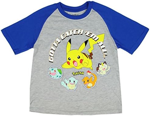 Pokemon Little Boys Graphic T-Shirt (4, Grey / Blue)