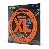 D'Addario ECG23 XL Chromes Flat Wound Electric Guitar Strings, Extra Light Gauge, 10-48 (1 Set) - Ribbon Wound and Polished for Ultra-Smooth Feel and Warm, Mellow Tone - Sealed Pouch Prevents Corrosion