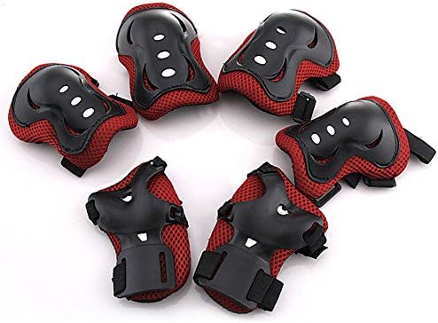 Kid's Knee Pads Elbow Pads Wrist Guards for Skating Cycling Roller Blading as Girls Birthday, Christmas Gift Pack of 6 (Black)
