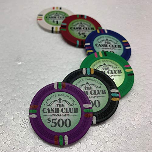 Poker-Chip-Set-500-The-Cash-Club-14-Gram-Chips-with-Aluminum-case-with-Bicycle-Cards-3-inch-Dealer-Button-Big-Blind-Small-Blind-Buttons-and-More-Low-Limit-Denominations