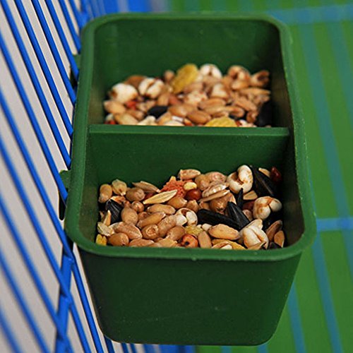 2 in 1 Parrot Food Water Bowl,Double Plastic Troughs Food Water Feeding Bowl Dish for Parrot Hamster Totoro Cage,Bird Food Feeding Dish Water Seed Feeder Bowl for Parrot Macaw African Grey Budgie