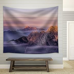 Wonderful Landscape of Mountain at Sunset - Fabric Wall Tapestry Home Decor - 51x60 inches