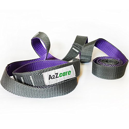 A2ZCARE Yoga Stretch Strap with Multi-Loop 76 inches Long, 1 inch Wide – Exercise Stretching Strap for Yoga Practice, Pilates Exercise, Dance, Fitness and Physical Therapy Rehab (Purple/Gray)