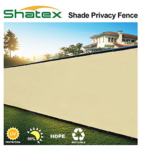 Shatex 95% Pro Security & Privacy Windscreen,Tan, 4' x 15' with Grommets & Zip Ties for Quick Installation,Heavy Duty Shade Mesh Fence for Garden Yard, Construction Site, Deck, Balcony Pool