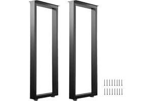ALLCOS 36 Inch Metal Bar Table Legs, Heavy Duty Dining Table Leg Desk Legs with Adjustment Feet, Black, Set of 2
