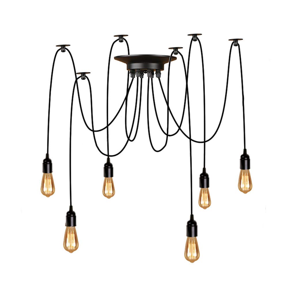 Lightsjoy 6 Heads Spider Pendant Light Industrial Ceiling Chandelier DIY Multiple Ceiling Lighting Dining Room Hanging Drop Light Loft Hall Living Room Ceiling Pendants Lamp