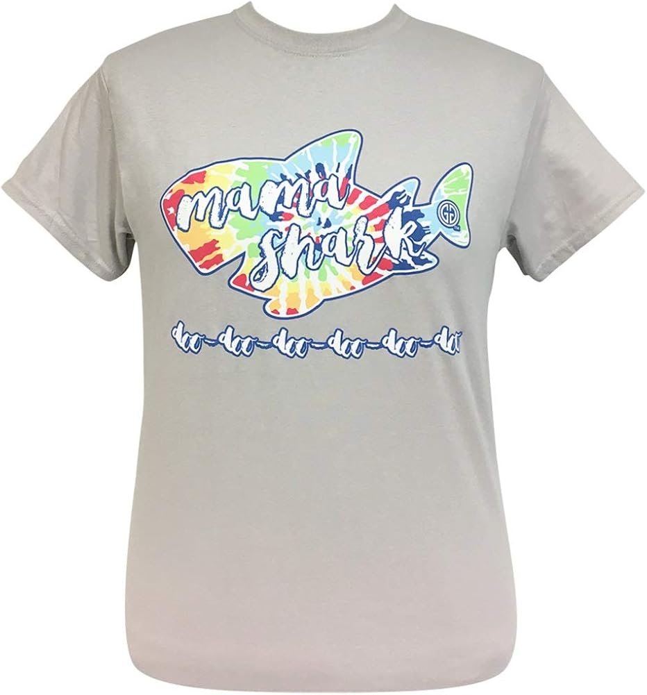 Girlie Girl Originals Tie Dye Mama Shark Ice Grey Short Sleeve T-Shirt