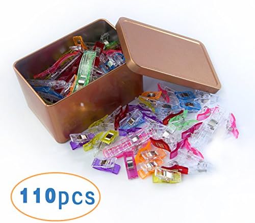 Multipurpose Sewing Clips with Tin Box Package, Assorted Colors, 110 Pack 2 Size(100 Small +10 Large)