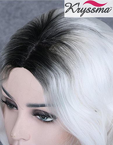 K Ryssma Ombre White Blonde Long Wavy Synthetic Hair Machine Made