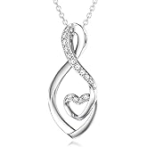 LWXIE Diamond Infinity Necklace for Women 925 Sterling Silver Infinity Heart Pendant Jewelry Anniversary Birthday Christmas Gifts for Mom Wife Girlfriend Her