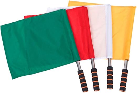 Besportble 4 Stucke Fussball Linienspieler Flagge Handzeichen Fahnen Edelstahlstange Fur Fussball Fussball Gelb Rot Grun Weiss Amazon De Kuche Haushalt