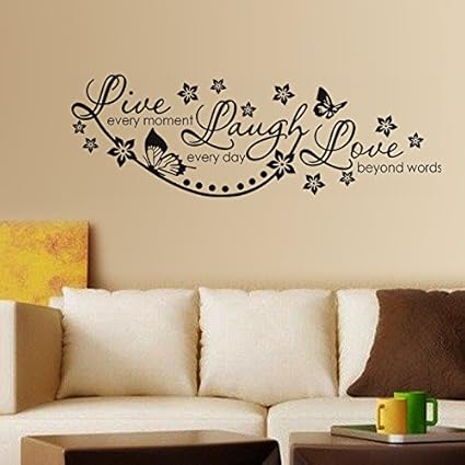 Decals Design Live Laugh and Love Family Wall Sticker (PVC Vinyl, 45 cm x 30 cm, Black)