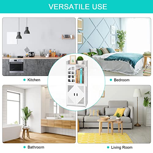 Bathroom Floor Storage Cabinet,Waterproof Bathroom Cabinets,White Storage Unit with Door,Floor Standing Cabinet Unit ,Home Storage Furniture Organizer Unit for Office Living Room Kitchen Entryway