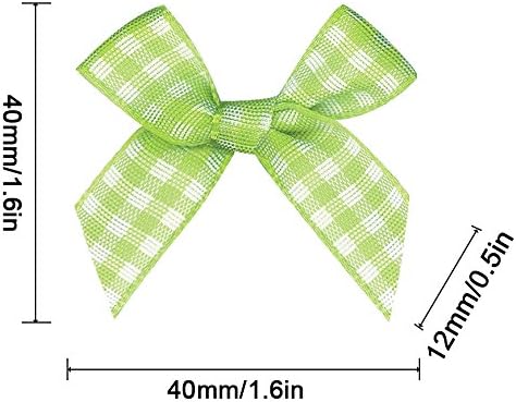 16 Color Pre-Tied Green+White Satin Gift Bows Plaid (pack of 50)