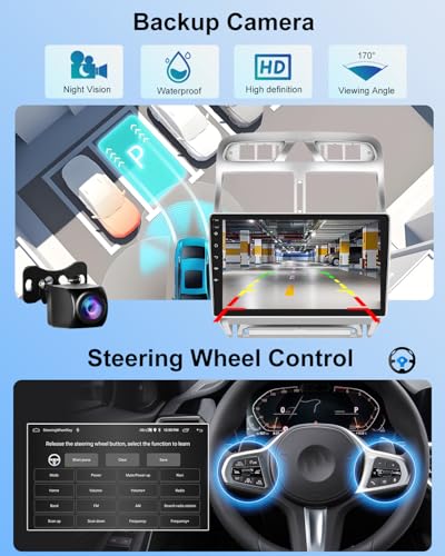 NHOPEEW 2+64G 9 Pollici Android Radio for Peugeot 307 2002-2013 – Wireless CarPlay & Android Auto, Navigazione GPS, Controllo Del Volante, FM RDS, Split Screen