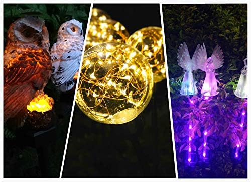 Solar Garden Lights Outdoor Decotive Art LED Stakes Light Lifelike Owl Light Bueatiful Angel Light and Gorgeous Glass Ball Light