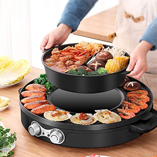 Kacsoo Upgraded Electric Grill Hot Pot, 2 in 1 Multifunction Electric