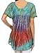 Sakkas 14783 - Dina Relaxed Fit Sequin Tie Dye Embroidery Cap Sleeves Blouse/Top - Turquoise - OS
