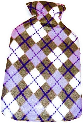 Hot Water Bottle 2L Full Size with Washable Soft Fleece Cover, Cold Nights, Quick Pain Relief and Comfort (Diamonds)