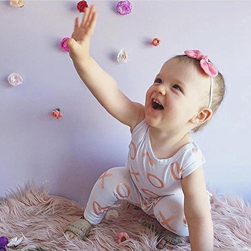 2Pcs Outfit Set Newborn Toddler Baby Girl Boy Print Sleeveless Romper Jumpsuit Sunsuit Clothes (White, 6-12 Months)
