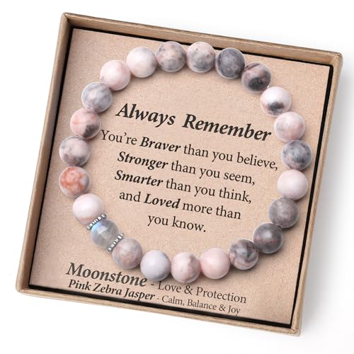 THEMEROL Christmas Stocking Stuffers for Kids/Girls/Teens-Love/Encouragement-Natural Crystal Bracelets-Handmade Cute Gifts