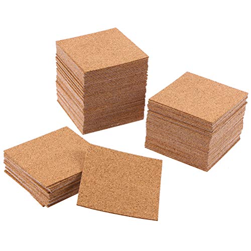 SUPVOX 10PCS Square selbstklebende Korkplatten Coaster Square Kork Untersetzer für Untersetzer und DIY Bastelbedarf