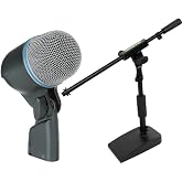 Shure BETA 52A Kick Drum Microphone with Compact Base Stand - Supercardioid Dynamic Mic with High Output Neodymium Element